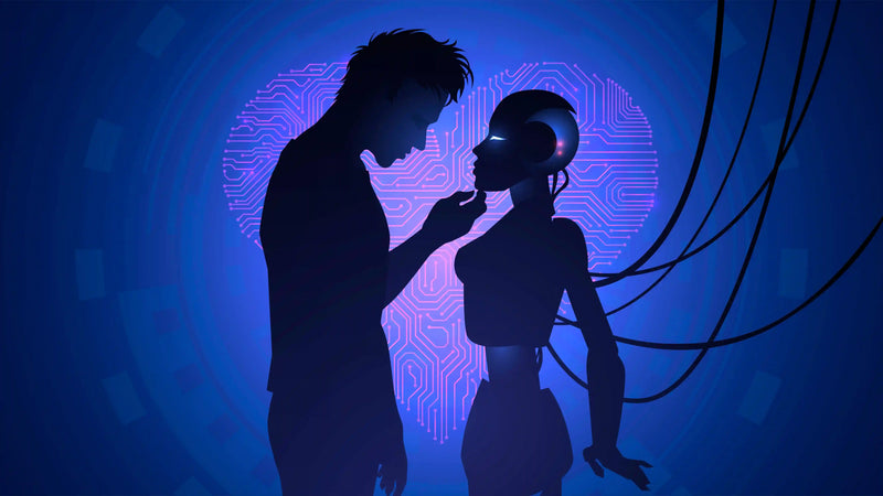  man with a robotic sex doll