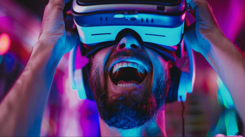 A man deeply immersed in his VR headset