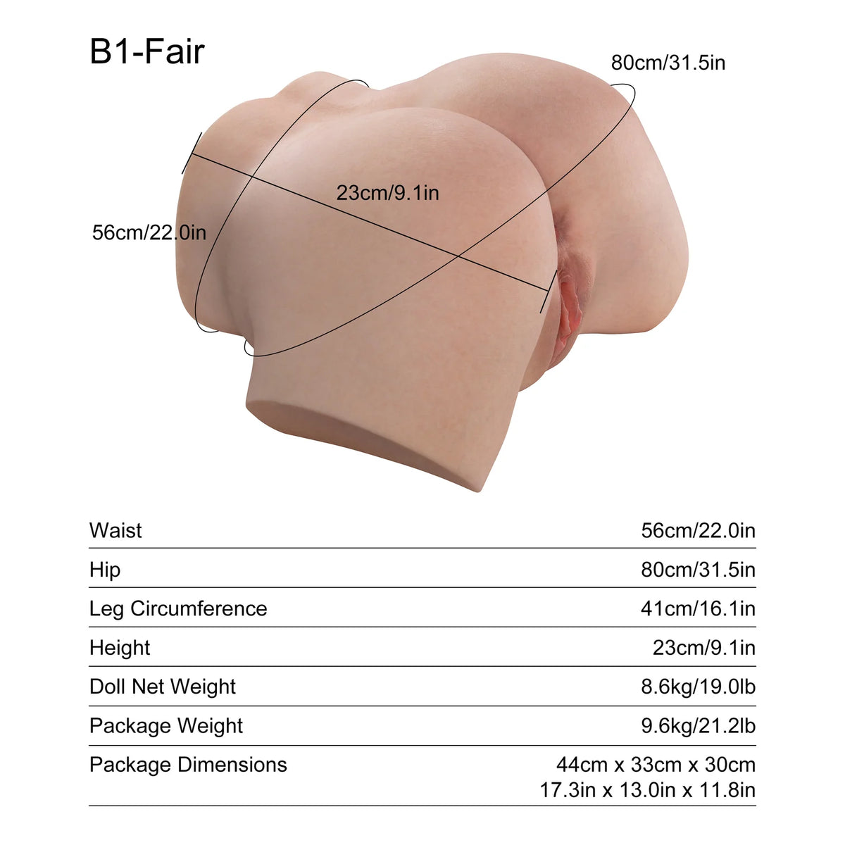 Saoirse: 8.6kg Butt Torso (Fair Skin)